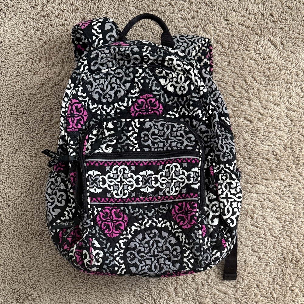 Vera Bradley Black and Purple Patterned Backpack
